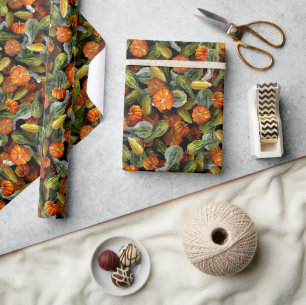 Pumpkin, Squash Autumn Harvest Wrapping Paper