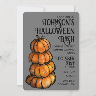 Pumpkin stack watercolor Invitation