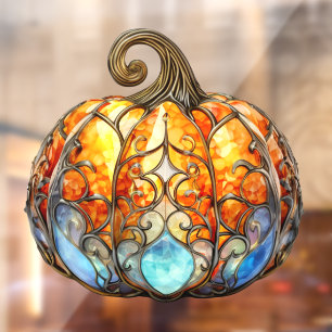 Pumpkin Stained Glass Window Cling