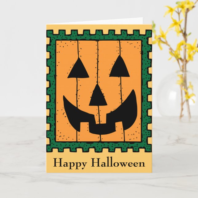Pumpkin Stamp Greeting Card (Yellow Flower)