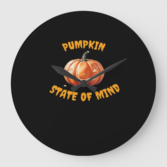 Pumpkin State of Mind - Halloween Classic T-Shirt Large Clock (Front)