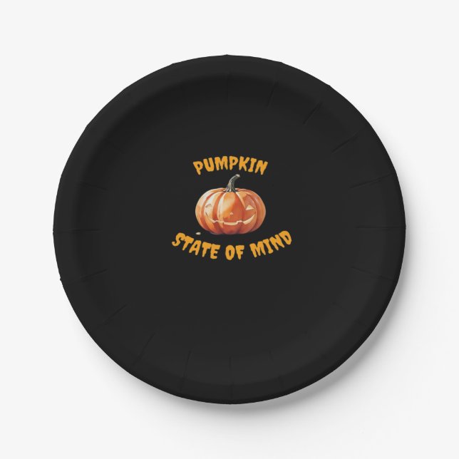 Pumpkin State of Mind - Halloween Classic T-Shirt Paper Plate (Front)