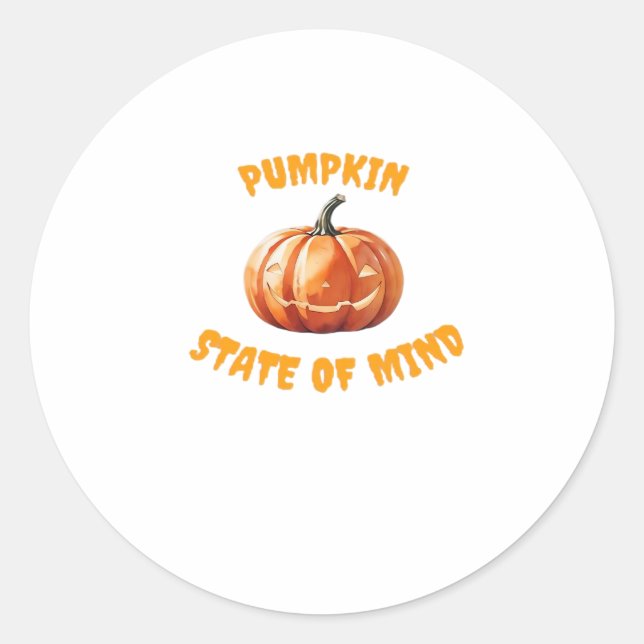 Pumpkin State of Mind - Halloween Oversized T-Shir Classic Round Sticker (Front)