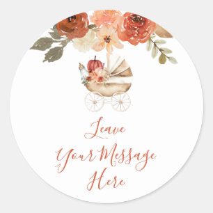 Pumpkin Stroller Baby Shower Leave Your Message Classic Round Sticker