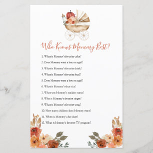 Pumpkin Stroller Baby Shower Who Know Mommy Best