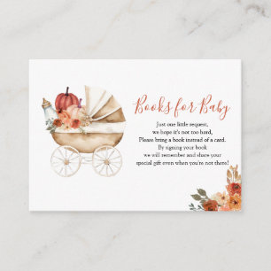 Pumpkin Stroller Floral Baby Shower Books for Baby Enclosure Card