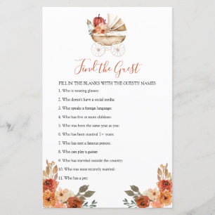 Pumpkin Stroller Floral Baby Shower Find The Guest