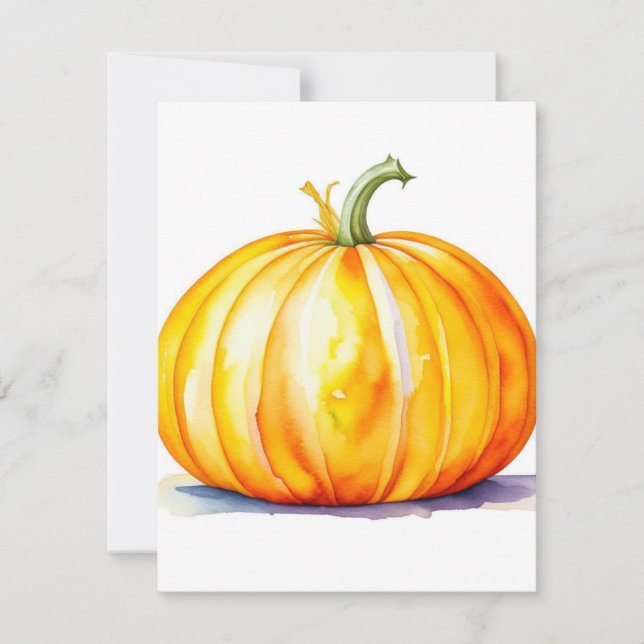Pumpkin Study A in Watercolors & Pen Holiday Card (Front)
