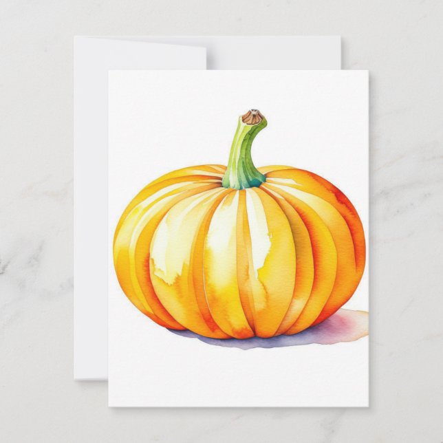 Pumpkin Study D in Watercolors & Pen Holiday Card (Front)