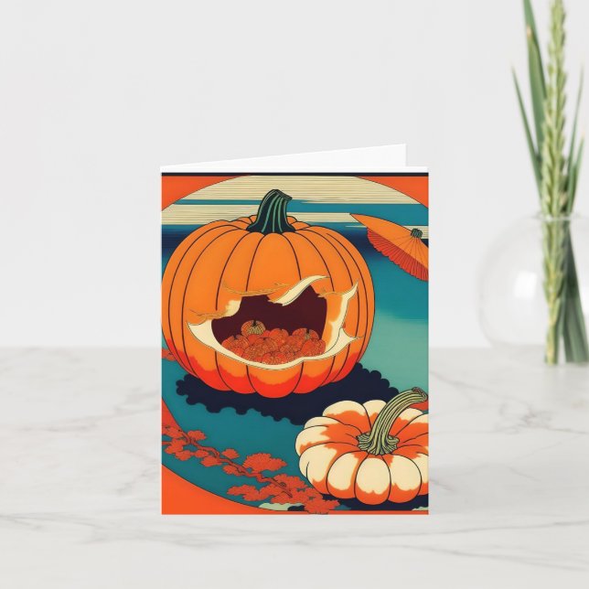 Pumpkin Study - Japanese Style AI - C Holiday Card (Front)