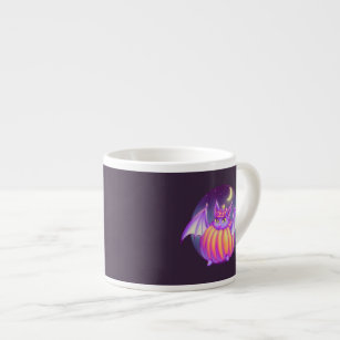 Pumpkin Suit Purple Bat Night Fog Art Espresso Cup
