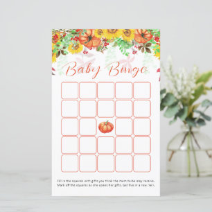 Pumpkin Sunflower Baby Shower Bingo Game