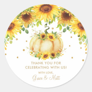 Pumpkin Sunflower Baby Shower Thank You Favor Classic Round Sticker