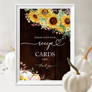 Pumpkin Sunflower Bridal Shower Recipe Card Sign