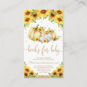 Pumpkin Sunflower Elephant Shower Books for Baby Enclosure Card