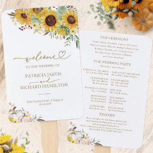 Pumpkin Sunflower Fall Wedding Ceremony Program Hand Fan