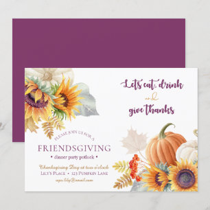 Pumpkin Sunflower Friendsgiving Potluck Invitation