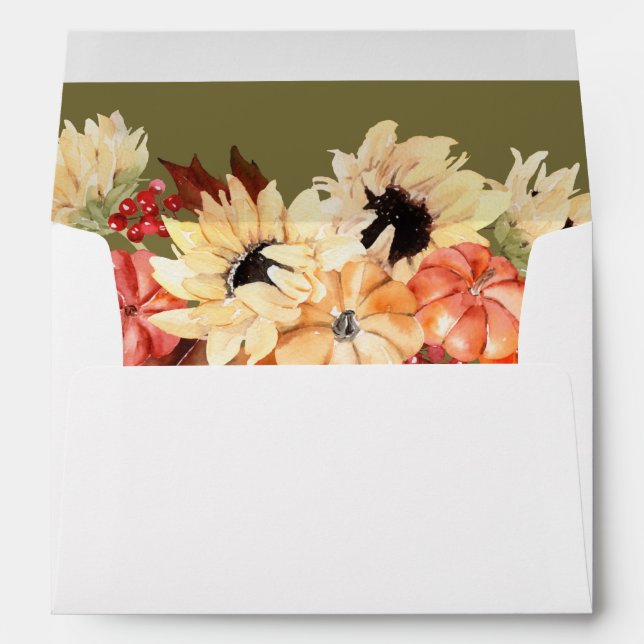 Pumpkin & Sunflower - Olive Green Envelope (Back (Bottom))