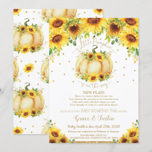 Pumpkin Sunflower Virtual Baby Shower by Mail Invitation