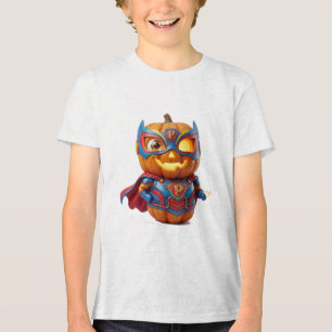 Pumpkin Superhero Watercolor Cute Halloween Hero P Tri-Blend Shirt