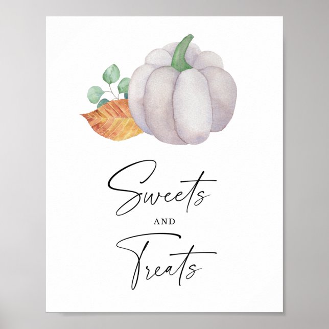 Pumpkin - sweets and treats baby shower poster (Front)