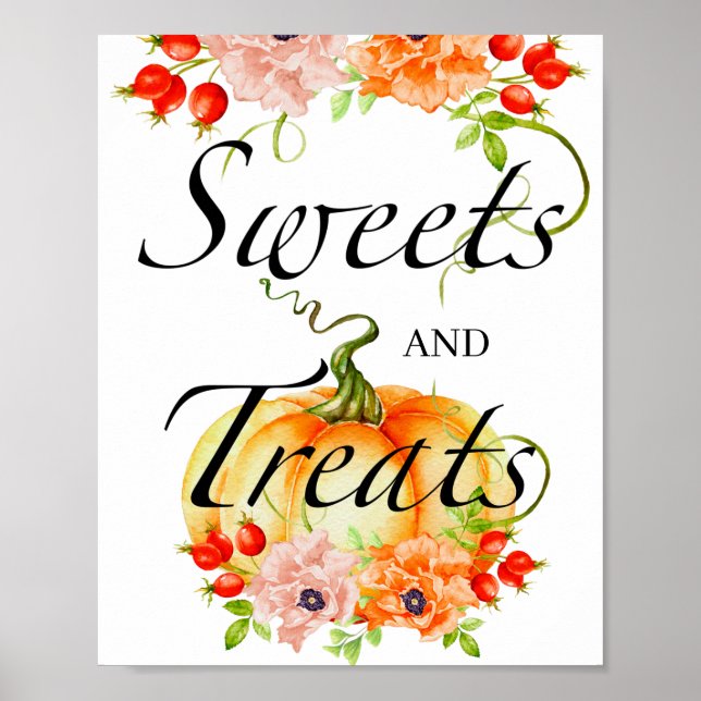  Pumpkin sweets and treats baby shower poster (Front)