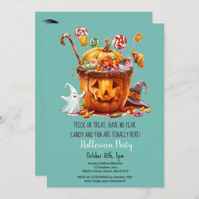 Pumpkin Sweets Cute Ghost Halloween party  Invitation (Front/Back)