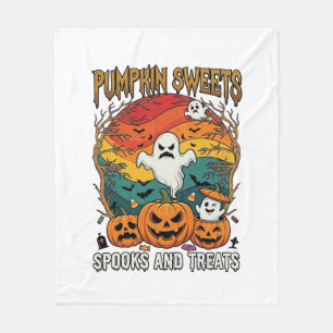 Pumpkin Sweets Spooks Treats Halloween Ghosts Pump Fleece Blanket