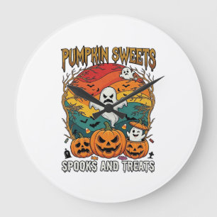 Pumpkin Sweets Spooks Treats Halloween Ghosts Pump Large Clock