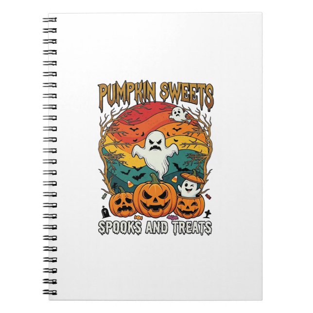 Pumpkin Sweets Spooks Treats Halloween Ghosts Pump Notebook (Front)
