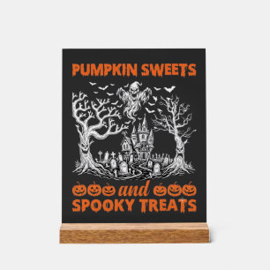 Pumpkin Sweets Spooky Treats Haunted Castle Ghost Acrylic Sign
