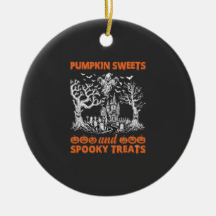 Pumpkin Sweets Spooky Treats Haunted Castle Ghost Ceramic Tree Decoration