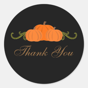 Pumpkin Swirls Fall Thank You Stickers (dark)