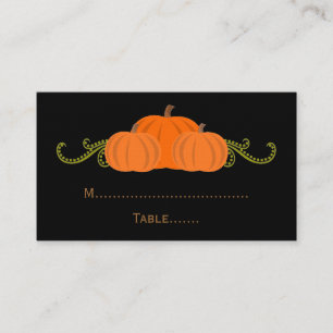 Pumpkin Swirls Fall Wedding Place Card (dark)