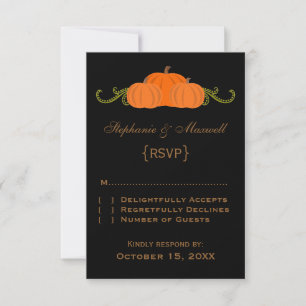 Pumpkin Swirls Fall Wedding Response Card (dark)