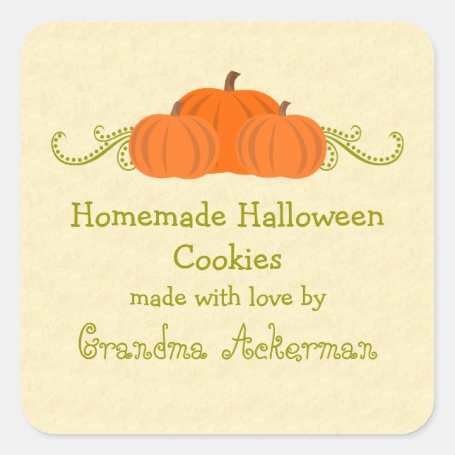 Pumpkin Swirls Halloween Baking Label Stickers (Front)