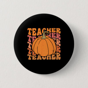 Pumpkin Teacher Fall Thanksgiving Back To School 6 Cm Round Badge