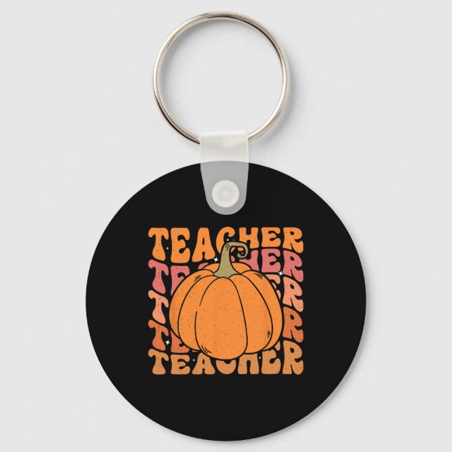 Pumpkin Teacher Fall Thanksgiving Back To School  Key Ring (Front)