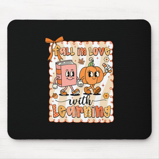 Pumpkin Teacher Preppy Fall In Love With Learning  Mouse Mat (Front)