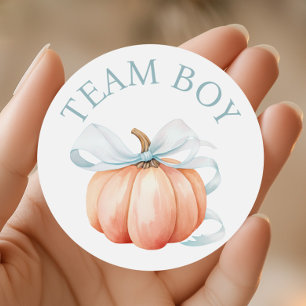 Pumpkin Team Boy Gender Reveal Classic Round Sticker