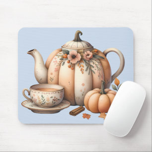 Pumpkin Teapot with Fall Florals Illustration Mouse Mat