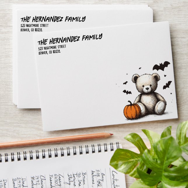 Pumpkin Teddy Baby Shower Envelope (Stacked)