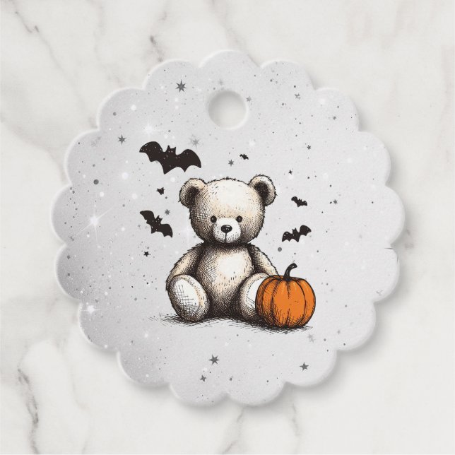 Pumpkin Teddy Baby Shower Favour Tags (Front)
