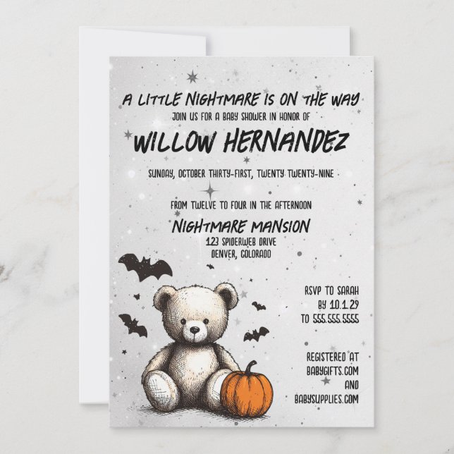 Pumpkin Teddy Baby Shower Invitation (Front)