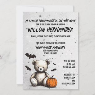 Pumpkin Teddy Baby Shower Invitation