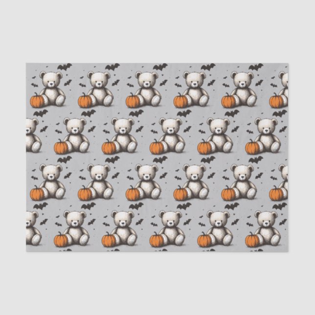 Pumpkin Teddy Baby Shower Tissue Paper (Front)