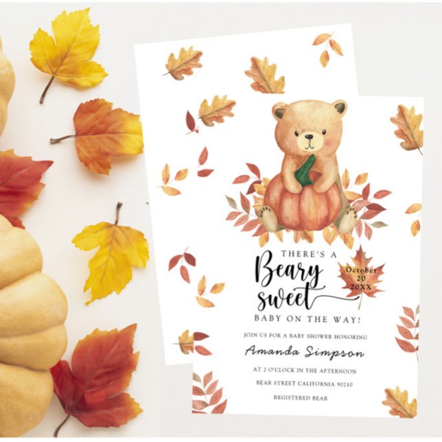 Pumpkin Teddy Bear Fall Baby shower Invitation (Creator Uploaded)