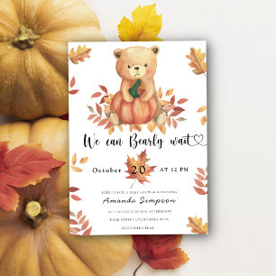 Pumpkin Teddy Bear Fall Baby shower Invitation