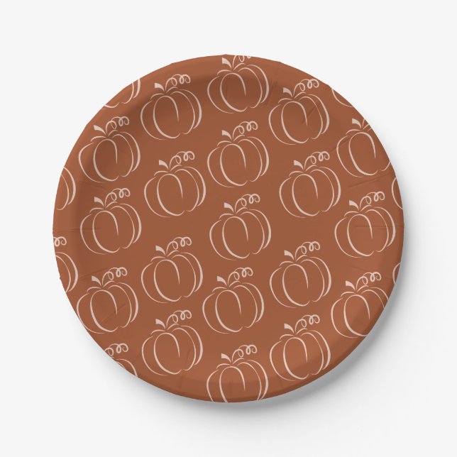 Pumpkin Terracotta Bohemian Earthy Baby Shower Paper Plate (Front)