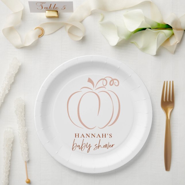 Pumpkin Terracotta Boho Burnt Orange Baby Shower Paper Plate (Wedding)